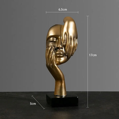 Nordic Abstract Face Resin Statue – Light Luxury Modern Sculpture Figurine for Home & Office Decor