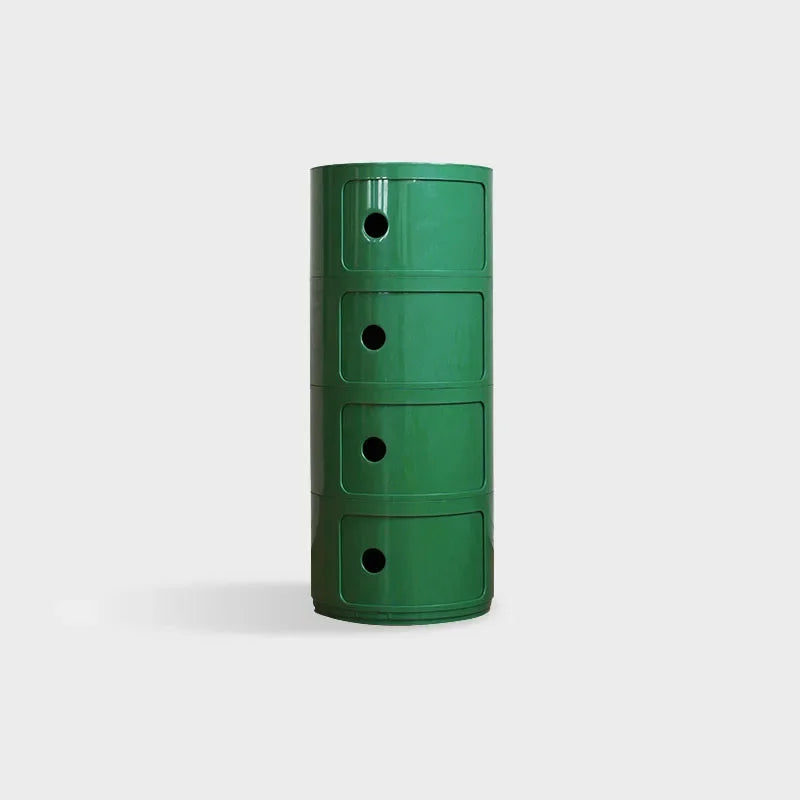 Round Nordic Bedside Table with Storage