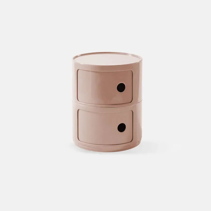 Round Nordic Bedside Table with Storage