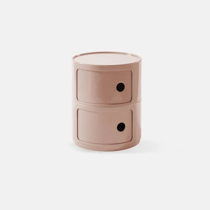 Round Nordic Bedside Table with Storage