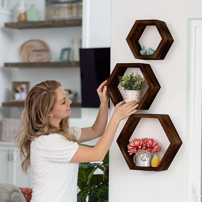 Hexagon Floating Wall Shelf