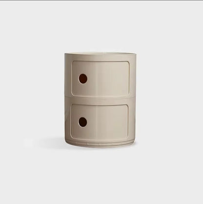 Round Nordic Bedside Table with Storage