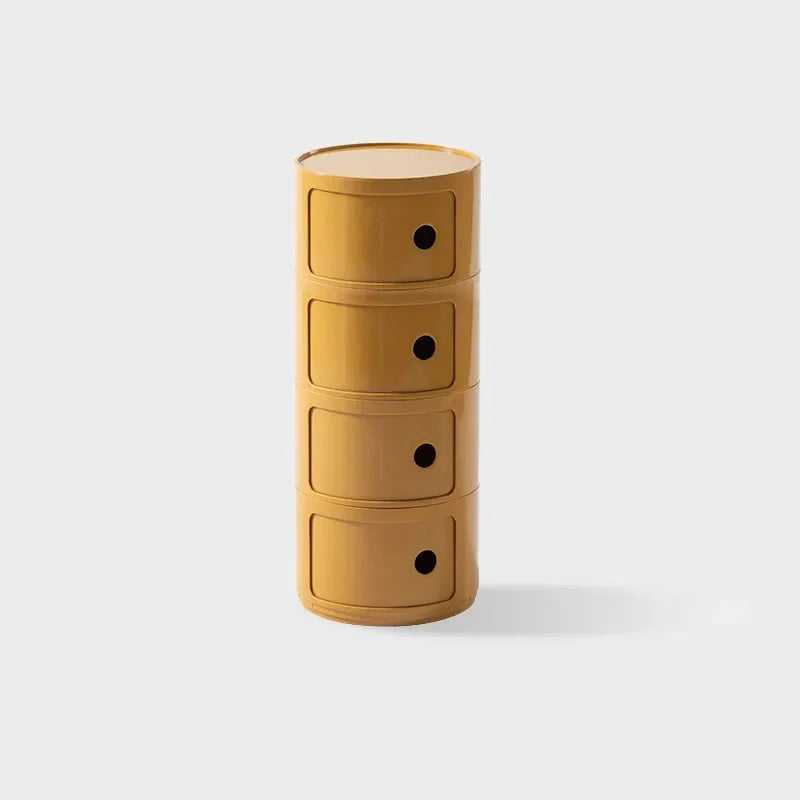 Round Nordic Bedside Table with Storage