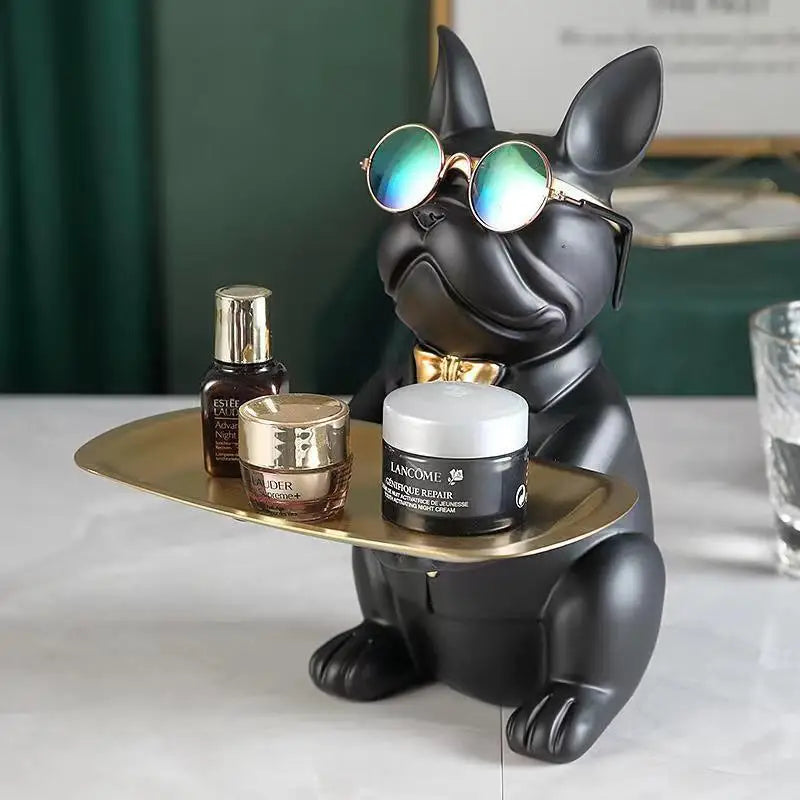 Multi-Functional Bulldog Tray Statue