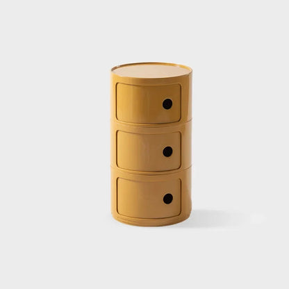 Round Nordic Bedside Table with Storage