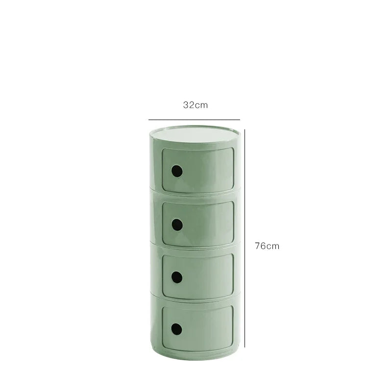 Round Nordic Bedside Table with Storage