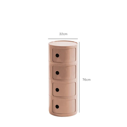 Round Nordic Bedside Table with Storage