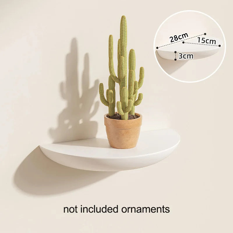 Solid Wooden Semicircle Wall Shelf