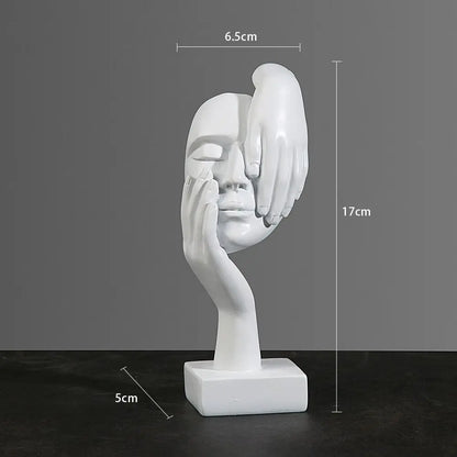 Nordic Abstract Face Resin Statue – Light Luxury Modern Sculpture Figurine for Home & Office Decor