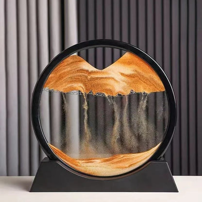 3D Moving Sand Art Picture – Round Glass Hourglass Deep Sea Sandscape Decor for Home & Office