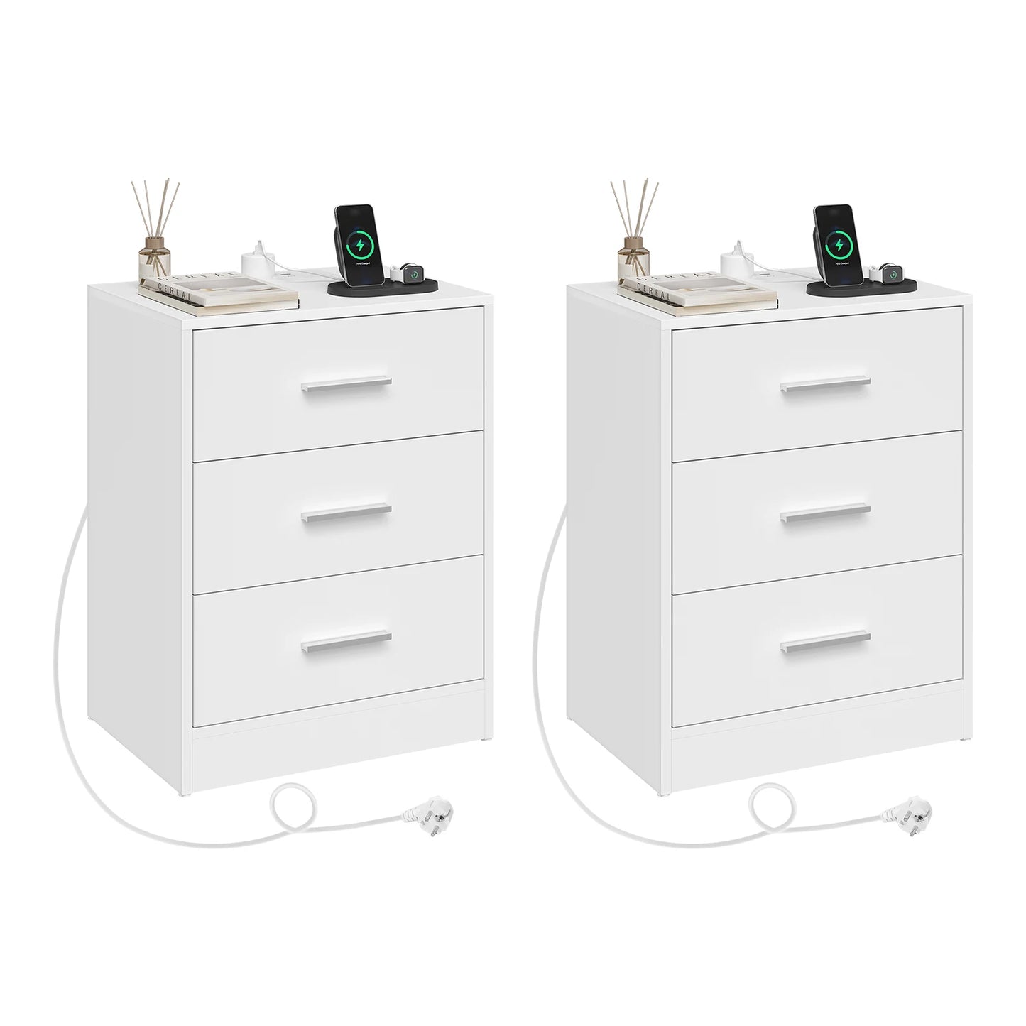 WOLTU Modern Nightstand with Charging Station
