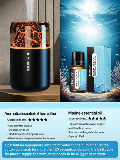 Volcanic Flame Aroma Humidifier – USB Ultrasonic Diffuser with Volcano Effect, Mist & Ambient Light for Car, Home & Bedroom