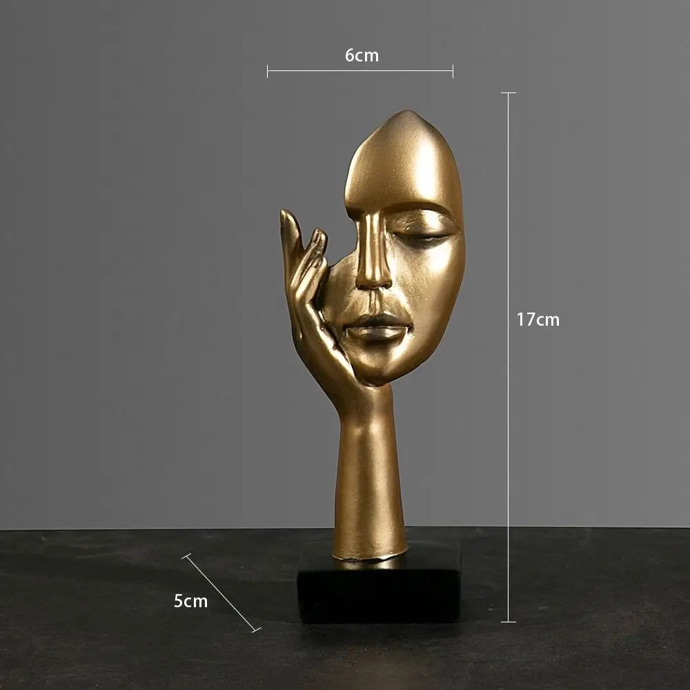 Nordic Abstract Face Resin Statue – Light Luxury Modern Sculpture Figurine for Home & Office Decor
