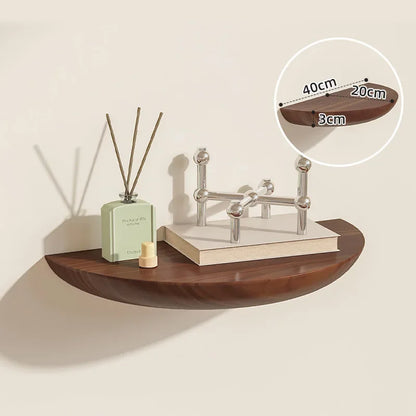 Solid Wooden Semicircle Wall Shelf
