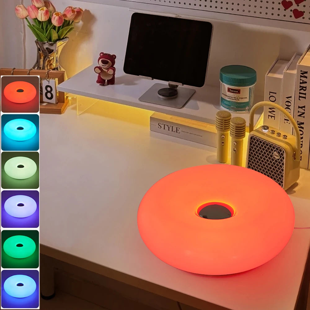 Bauhaus Donut Table Lamp – Modern USB LED Ambient Night Light for Bedroom & Living Room Decor