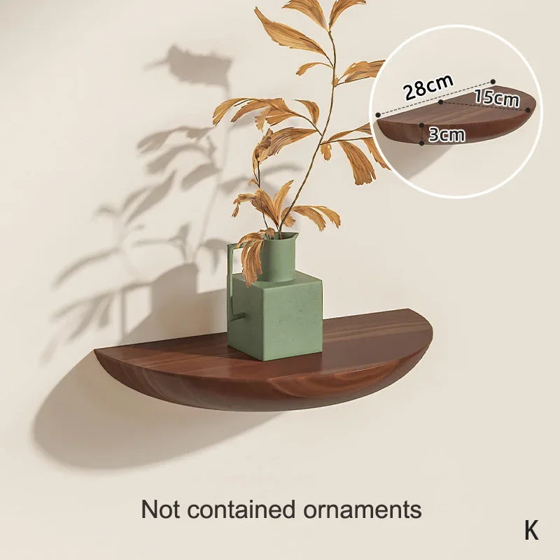 Solid Wooden Semicircle Wall Shelf