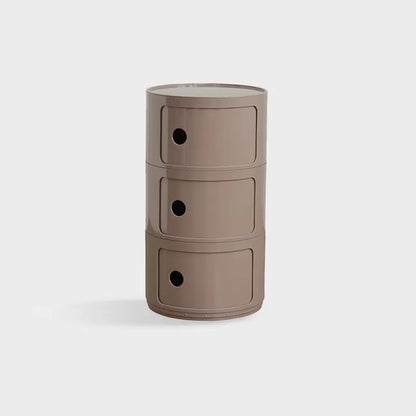 Round Nordic Bedside Table with Storage