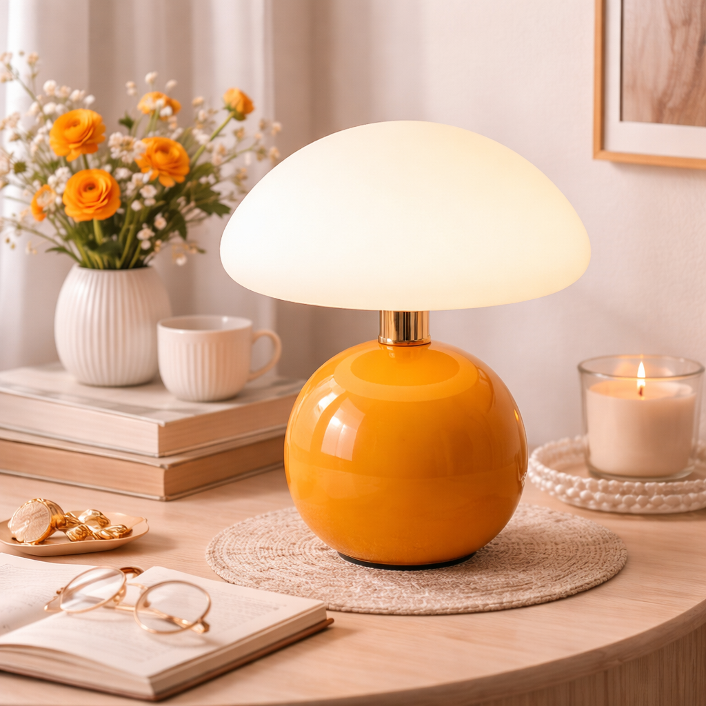 French Cream Mushroom Table Lamp