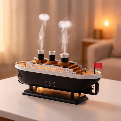 Titanic Ship Aroma Humidifier 250ml – Ultrasonic Essential Oil Diffuser with Remote Control, Jellyfish Smoke Ring & Night Light