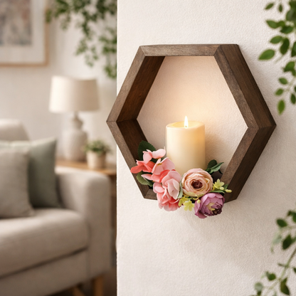 Hexagon Floating Wall Shelf