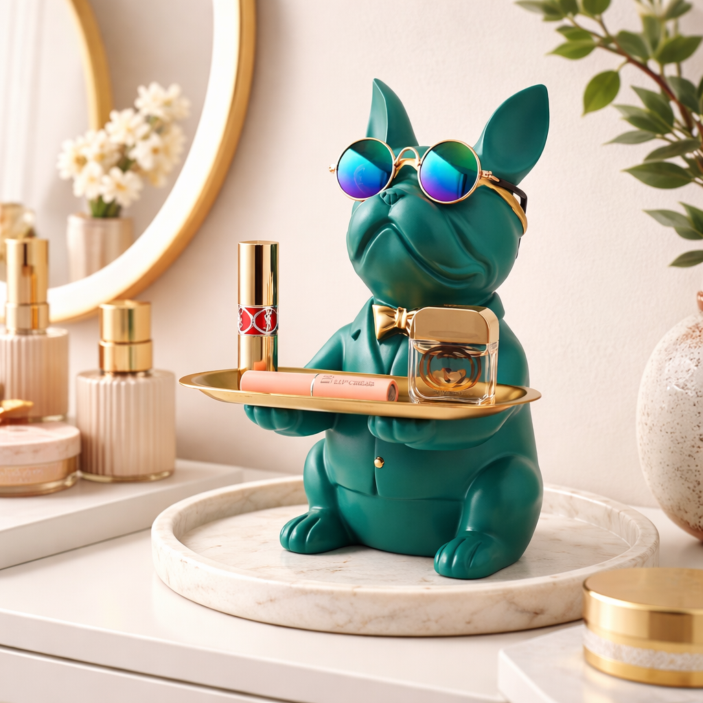 Multi-Functional Bulldog Tray Statue