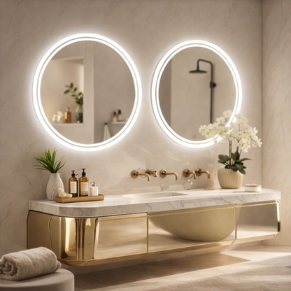 Round LED Bathroom Mirror with Backlit Light