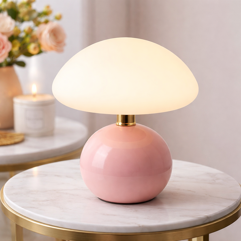 French Cream Mushroom Table Lamp