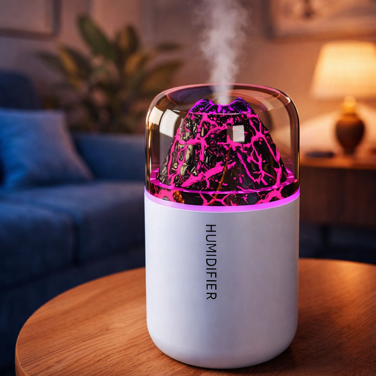 Volcanic Flame Aroma Humidifier – USB Ultrasonic Diffuser with Volcano Effect, Mist & Ambient Light for Car, Home & Bedroom