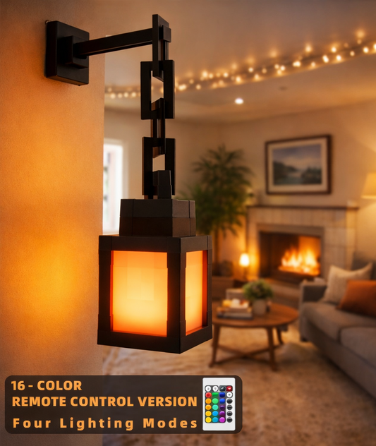 Pixel Style Night Light Portable Lantern – 16 Colors LED Table Lamp with Remote Control, Rechargeable DIY Atmosphere Light