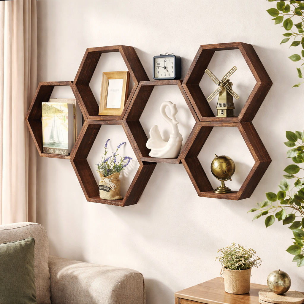 Hexagon Floating Wall Shelf