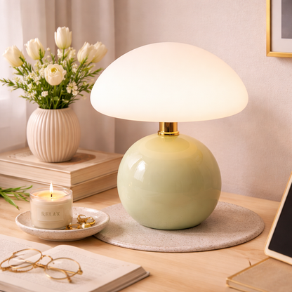 French Cream Mushroom Table Lamp